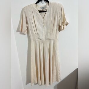 ARGENTI Vintage Ivory Silk Embossed Downtown Abbey Dress